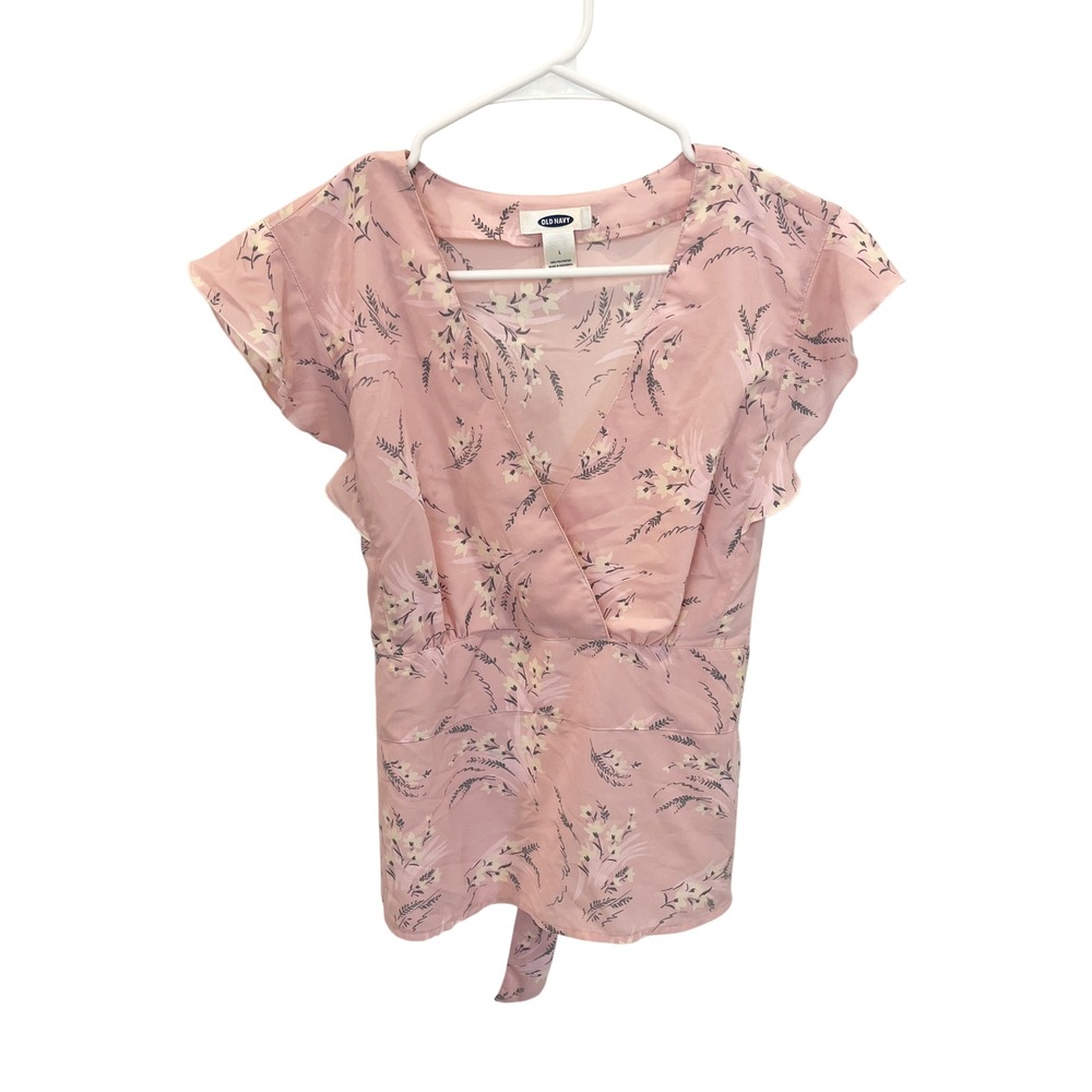 Vintage Old Navy Pink Floral Babydoll Top Y2K‎ Cottage Coquette Romantic LARGE